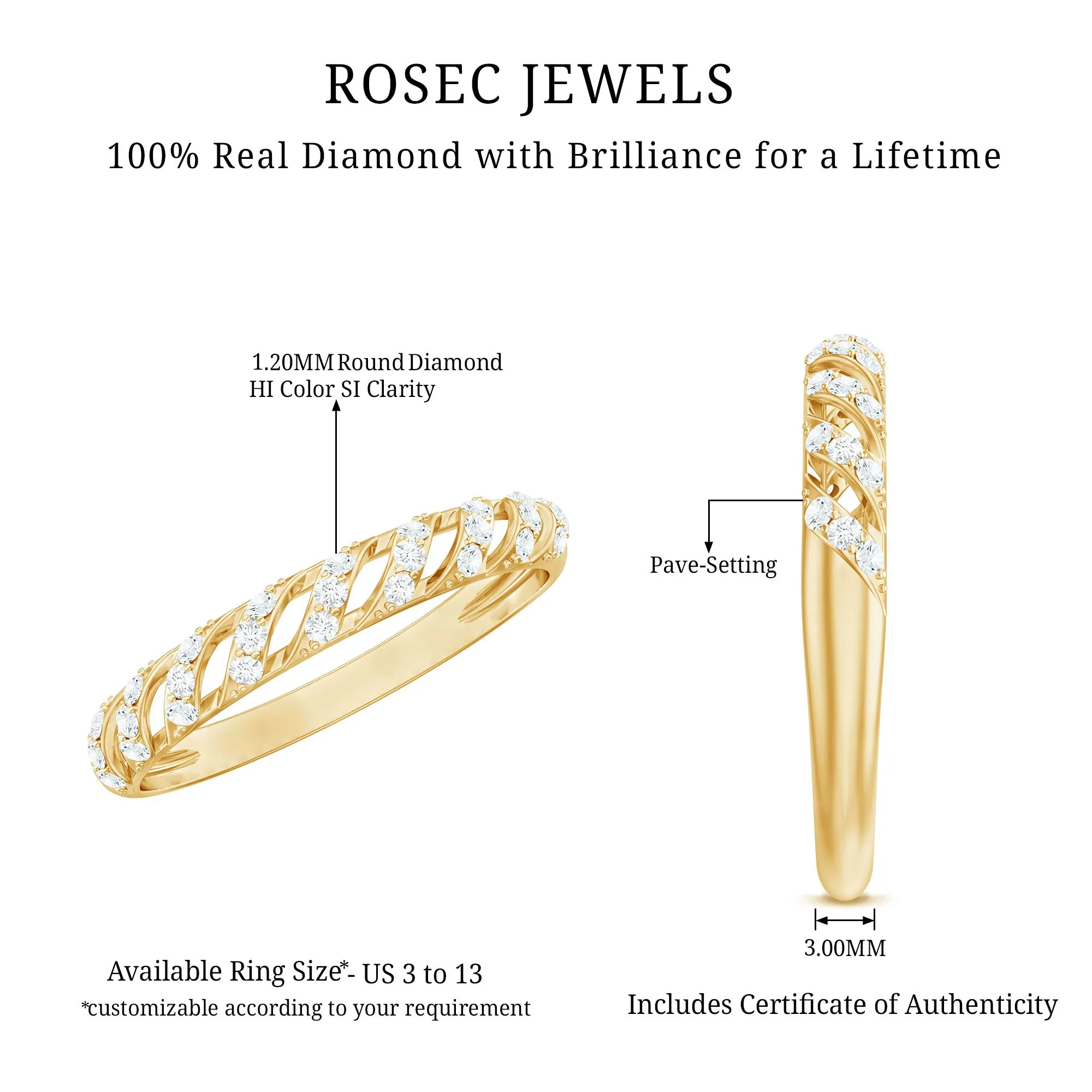 0.25 CT Elegant Round Shape Diamond Half Eternity Ring