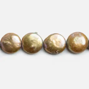 12mm Golden Rose Freshwater Coin Pearls 15 inch 30 pieces