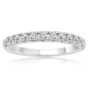 14ct White Gold Diamond Eternity Straight Ring In Claw Style