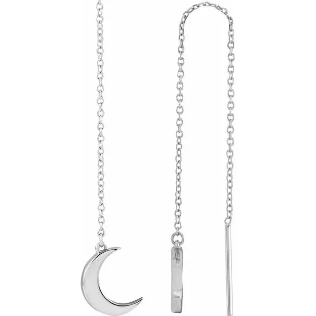 14K Gold Crescent Chain Earrings