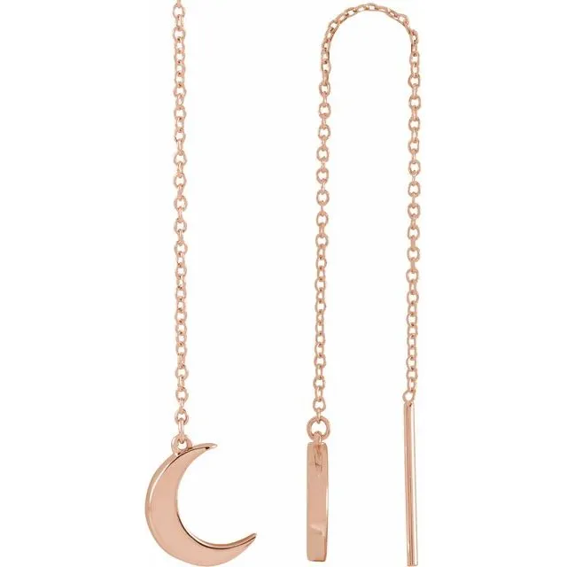 14K Gold Crescent Chain Earrings