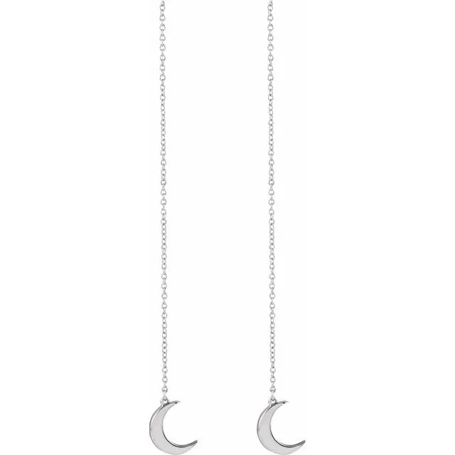 14K Gold Crescent Chain Earrings
