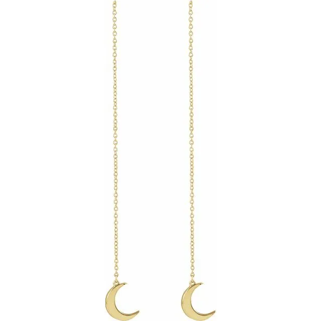 14K Gold Crescent Chain Earrings