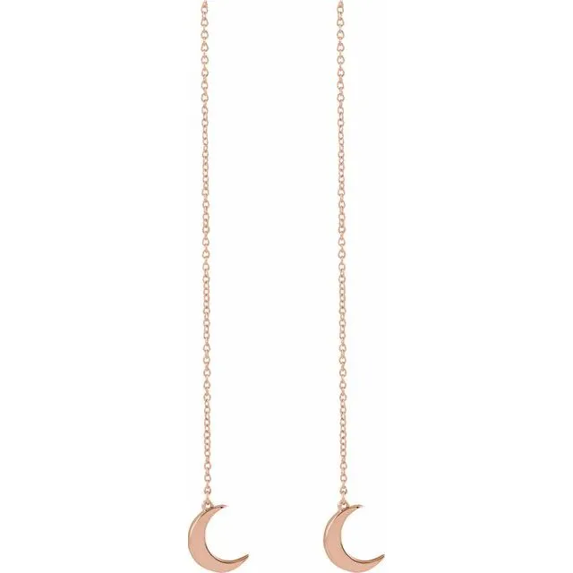 14K Gold Crescent Chain Earrings