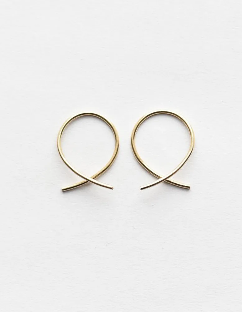 14K Gold Petite Crossover Round Threader