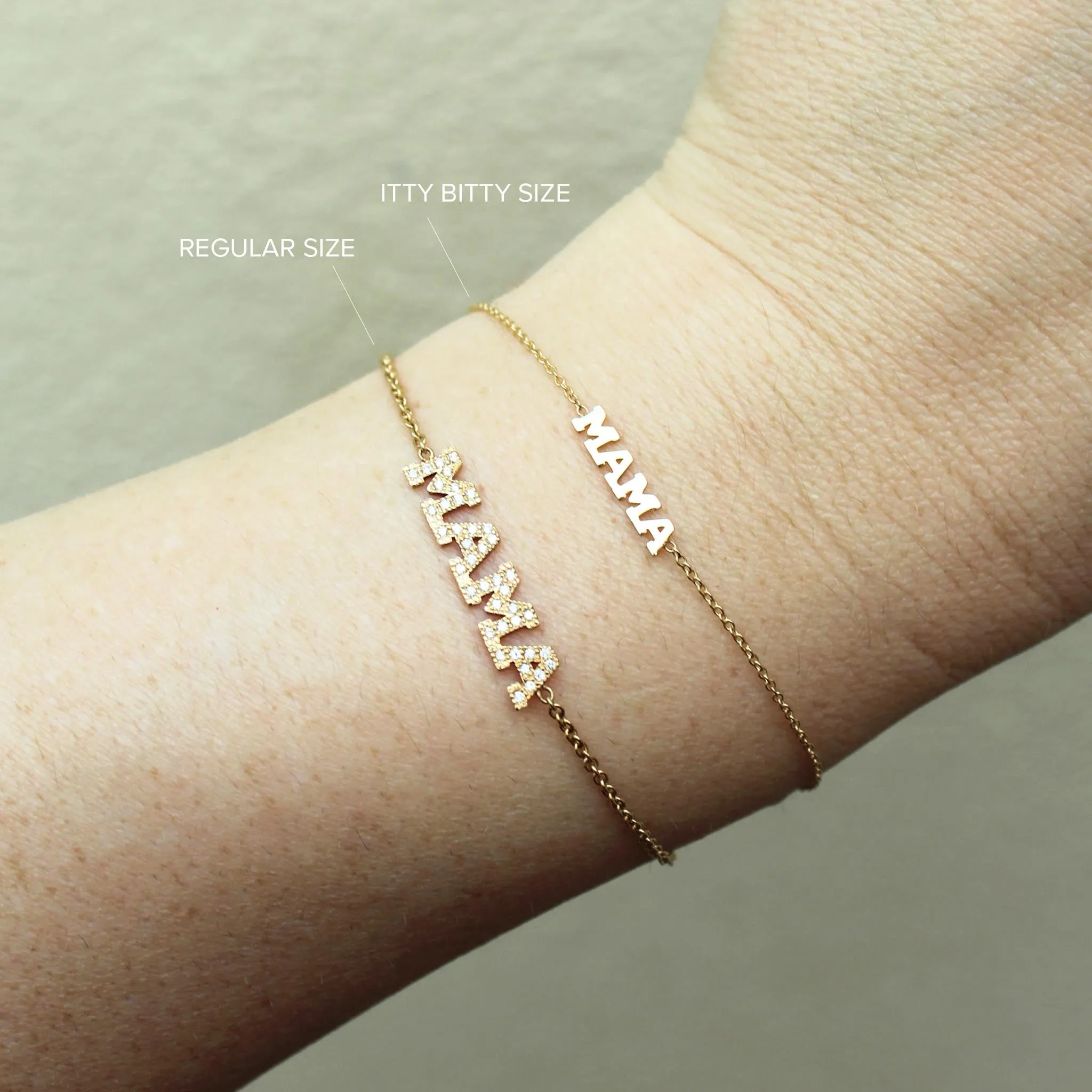 14k Pavé Diamond MAMA Small Curb Chain Bracelet
