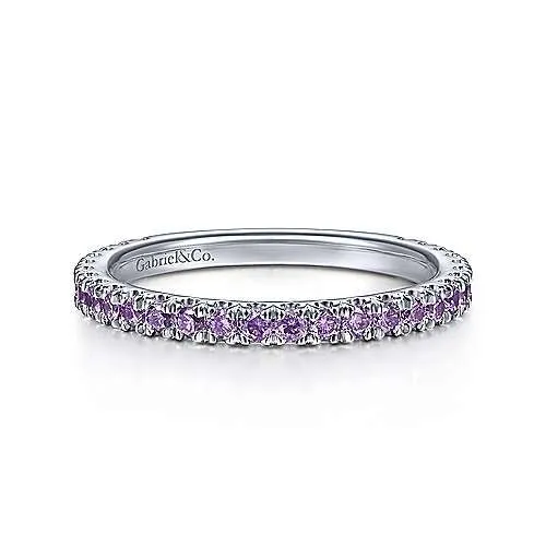 14K White Gold Amethyst Stackable Ring