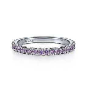 14K White Gold Amethyst Stackable Ring