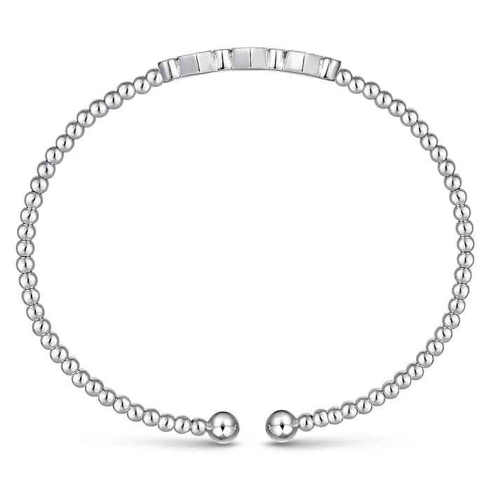 14K White Gold Bujukan Bead and Hexagon Cluster Diamond Bangle