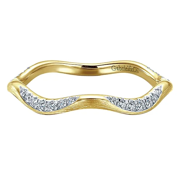 14k Yellow Gold Diamond Wave Band - LR50887Y45JJ