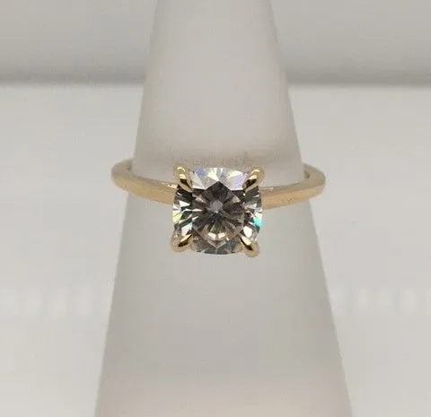 14K Yellow Round Diamond 1.30Ct Solitaire Engagement Ring