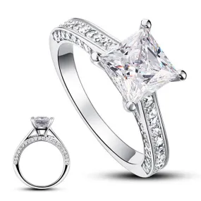 1.5 Carat Princess Cut Created Diamond 925 Sterling Silver Wedding Engagement Ring XFR8009