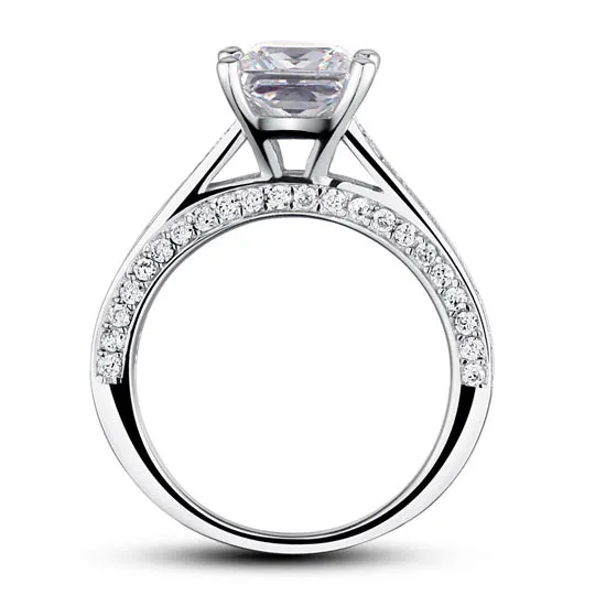 1.5 Carat Princess Cut Created Diamond 925 Sterling Silver Wedding Engagement Ring XFR8009