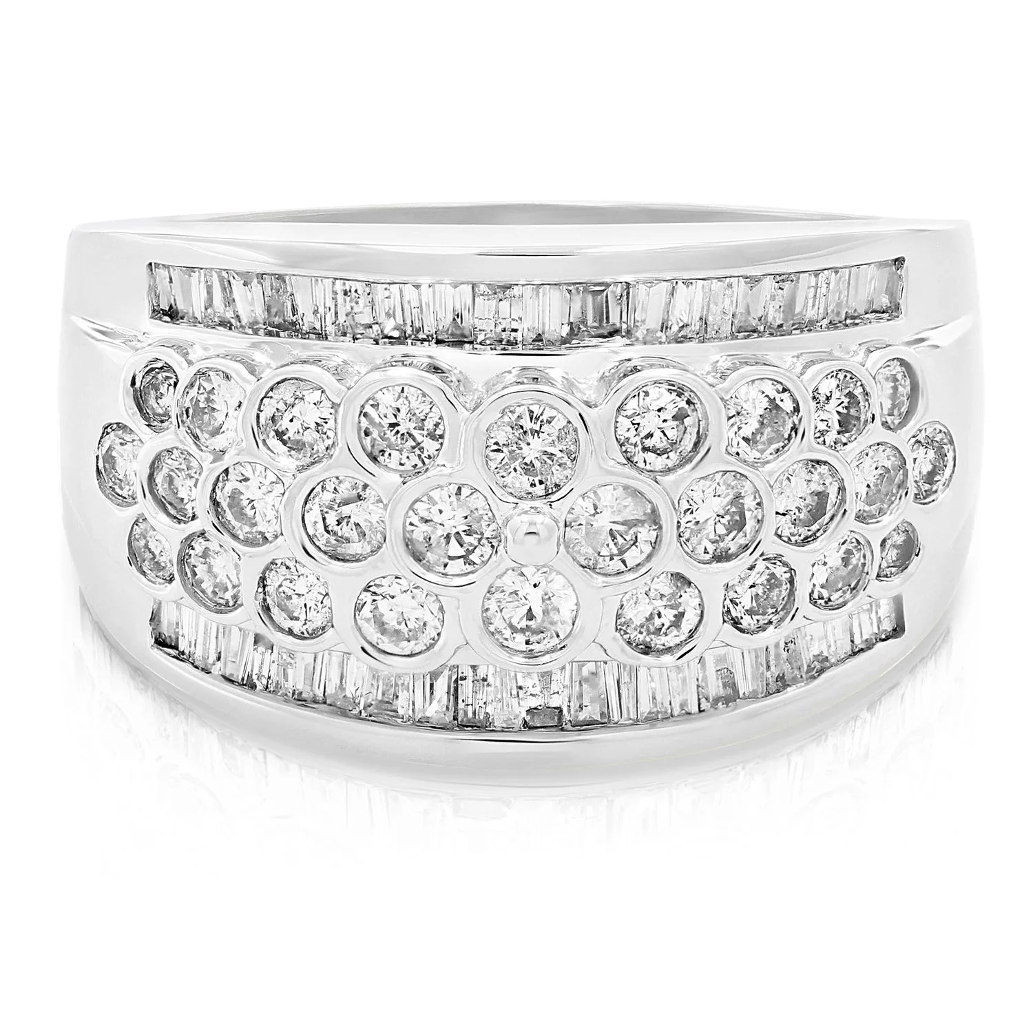 1.50 cttw Diamond Cocktail Ring in 10K White Gold