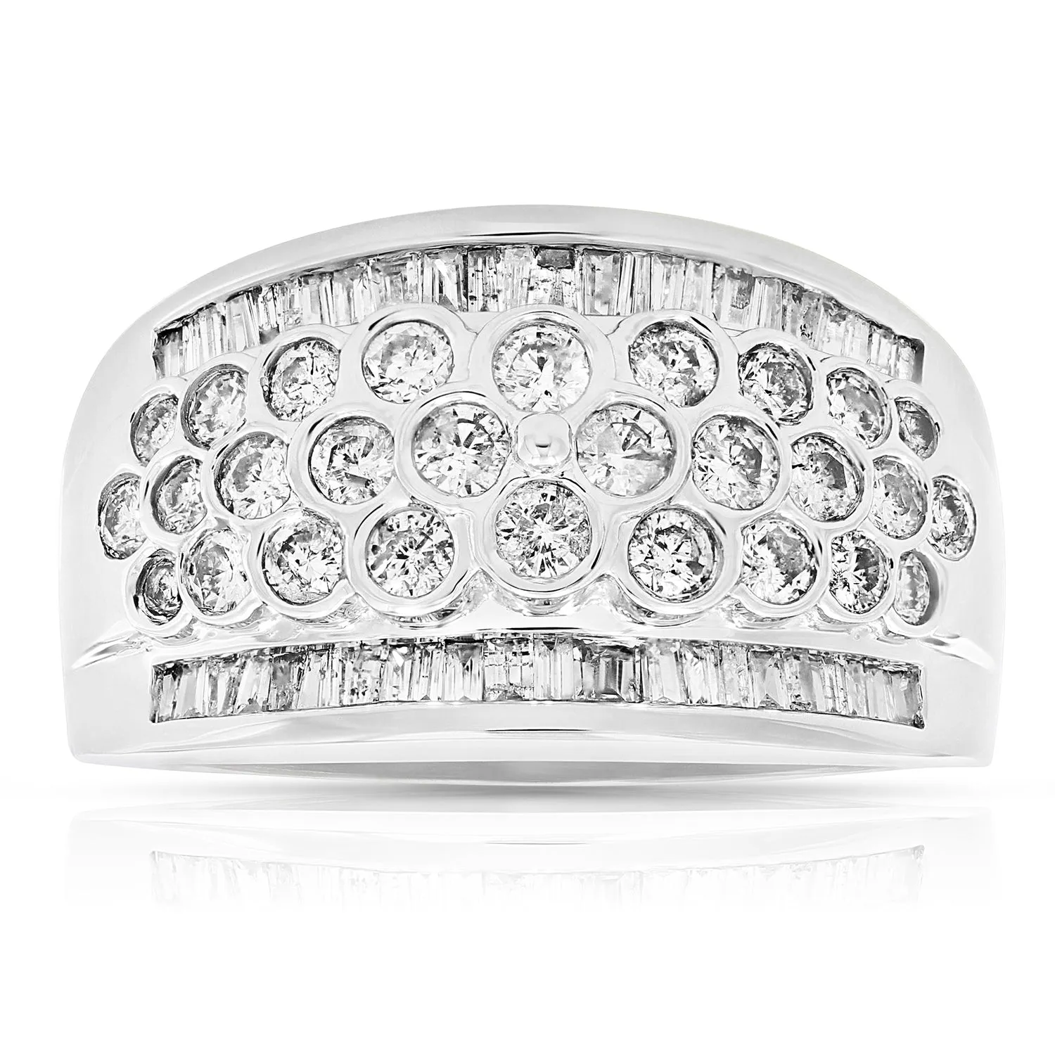 1.50 cttw Diamond Cocktail Ring in 10K White Gold