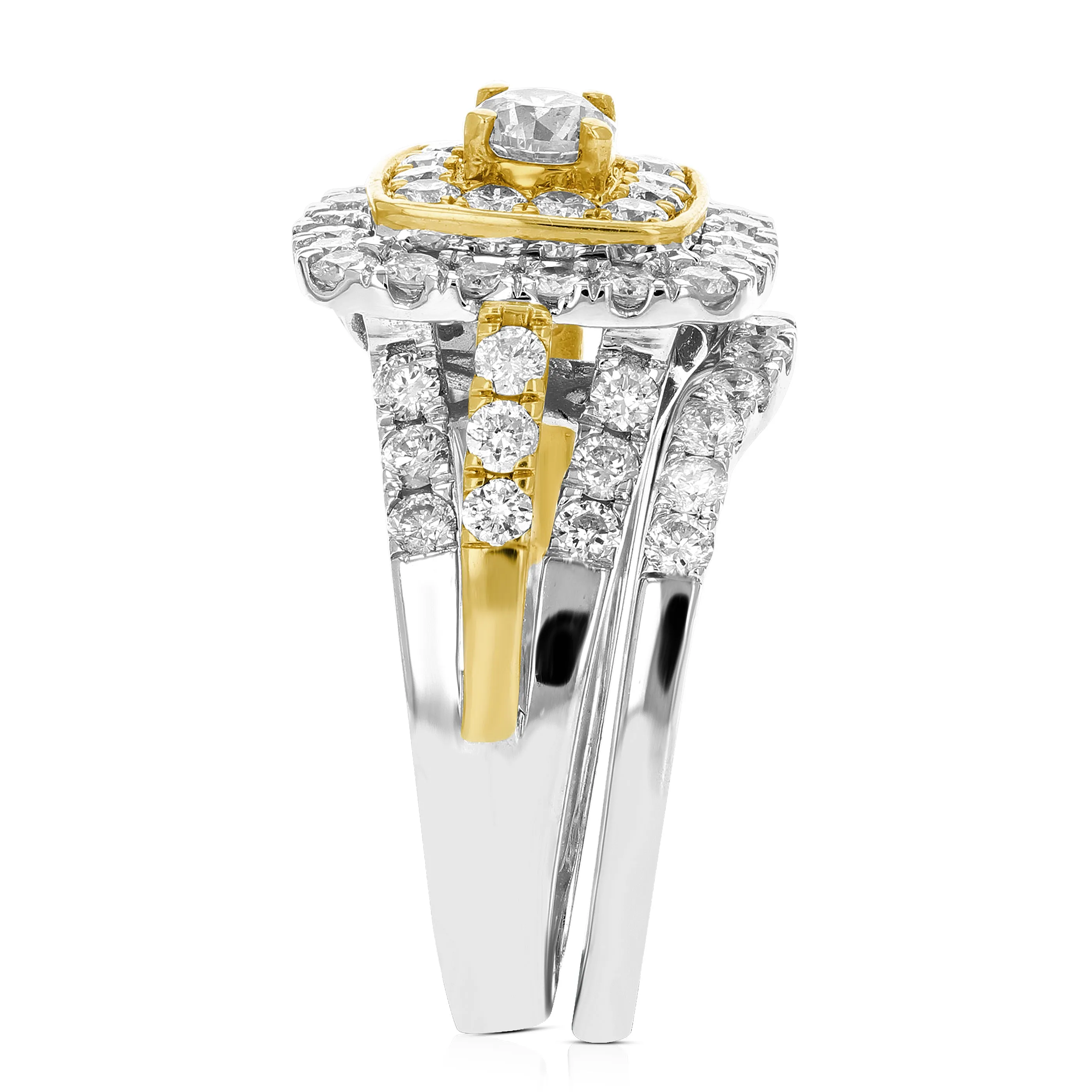 1.87 cttw Diamond Wedding Rings in Tow Tone Gold