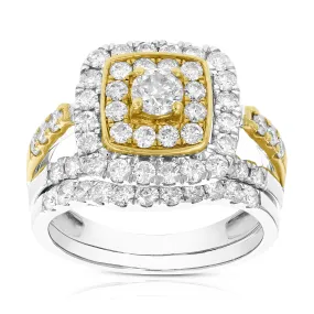 1.87 cttw Diamond Wedding Rings in Tow Tone Gold