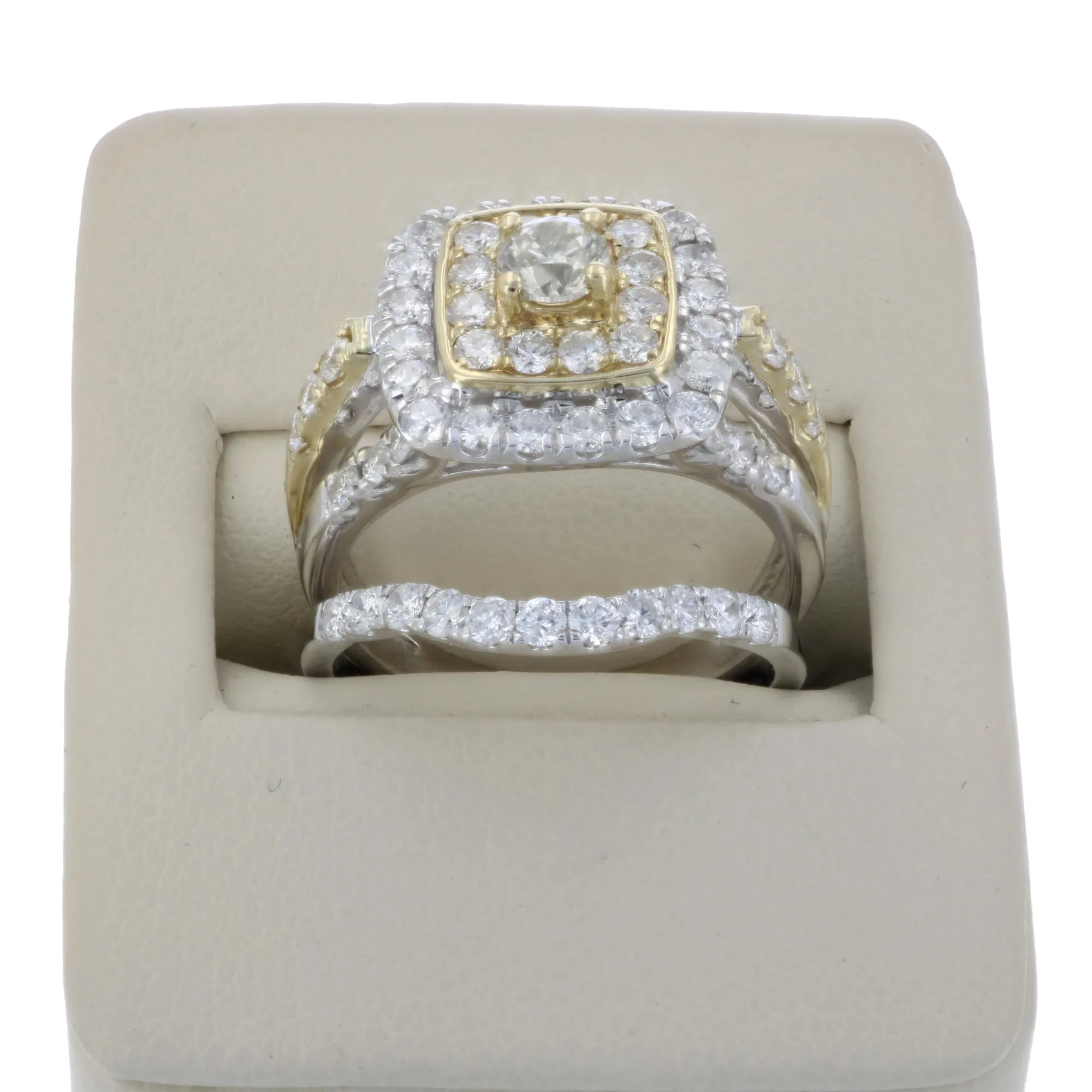 1.87 cttw Diamond Wedding Rings in Tow Tone Gold