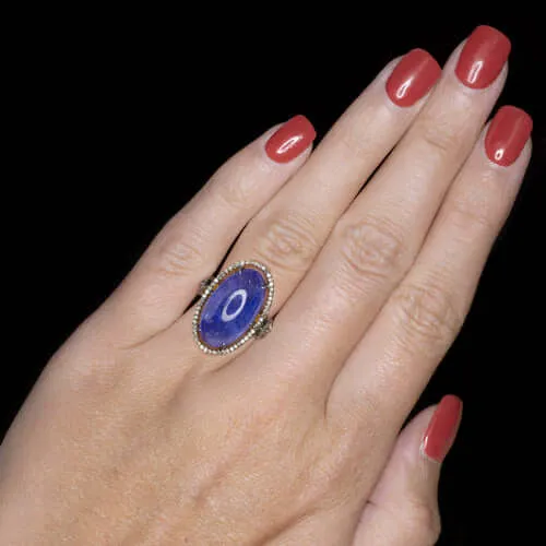 20 CARAT NATURAL TANZANITE DIAMOND COCKTAIL RING LARGE HALO PURPLE BLUE OVAL BIG
