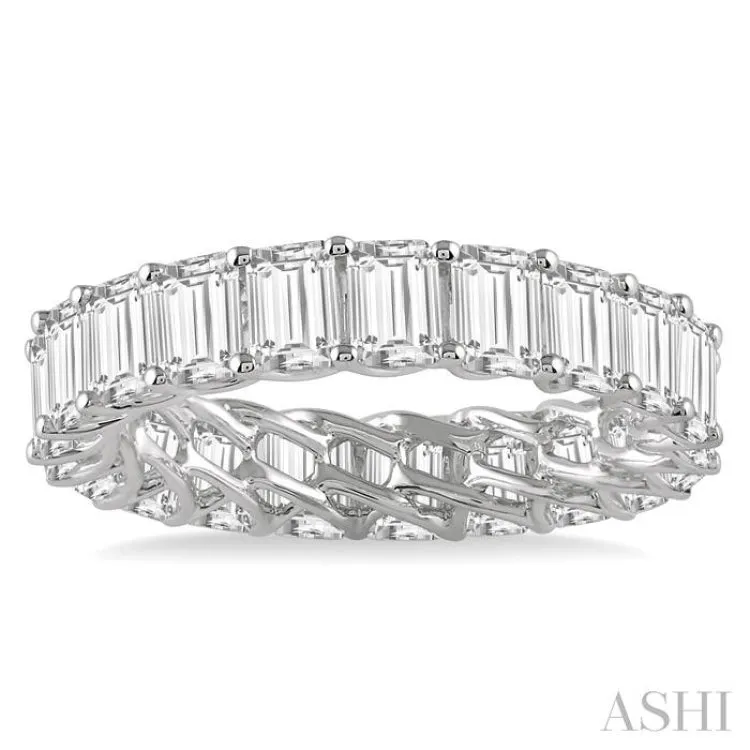 3 ctw Eternity Emerald Cut Diamond Wedding Band in 14K White Gold