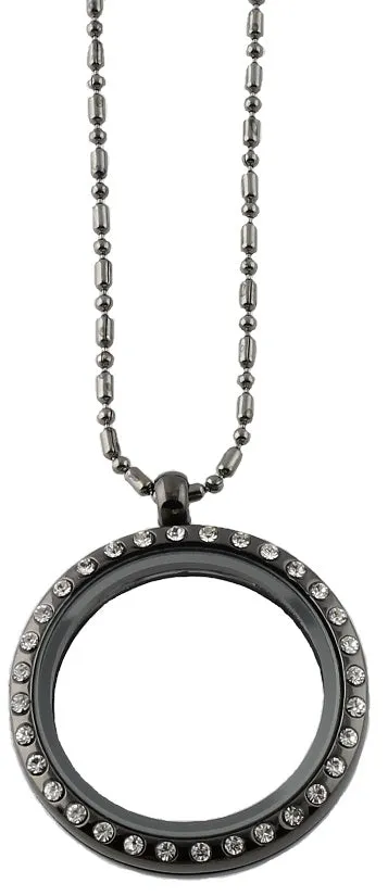 30mm Gunmetal Floating Charm Locket Necklace