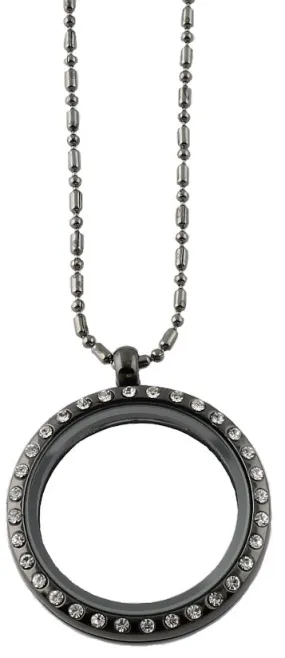 30mm Gunmetal Floating Charm Locket Necklace