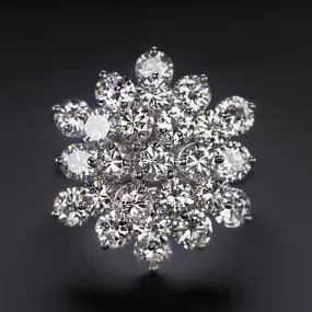 4.5 CARAT VINTAGE DIAMOND COCKTAIL RING BIG CLUSTER STATEMENT 14k WHITE GOLD