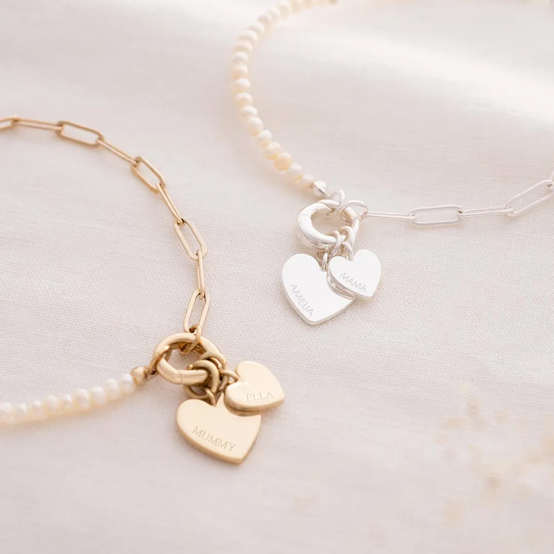925 Silver Pearls Shop Personalized Heart Bracelets