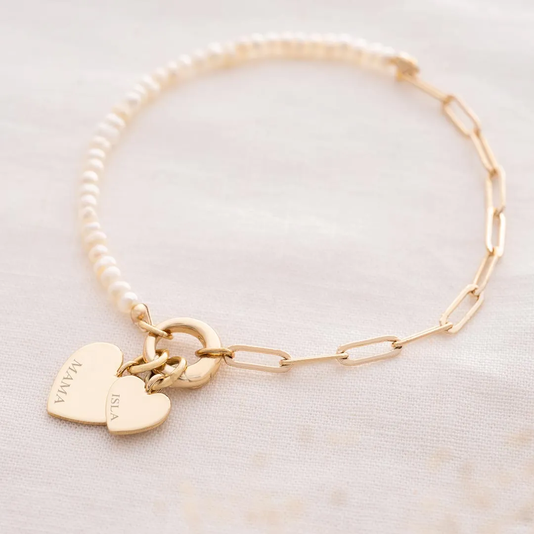 925 Silver Pearls Shop Personalized Heart Bracelets