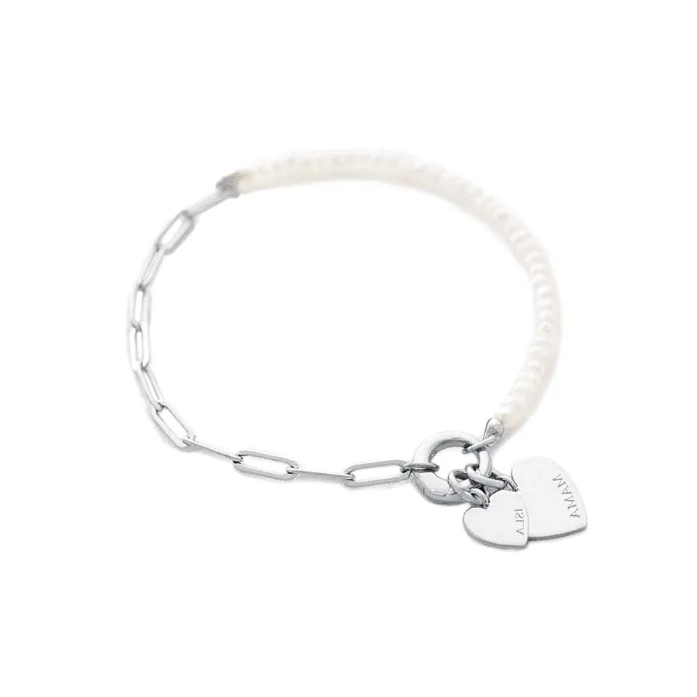 925 Silver Pearls Shop Personalized Heart Bracelets