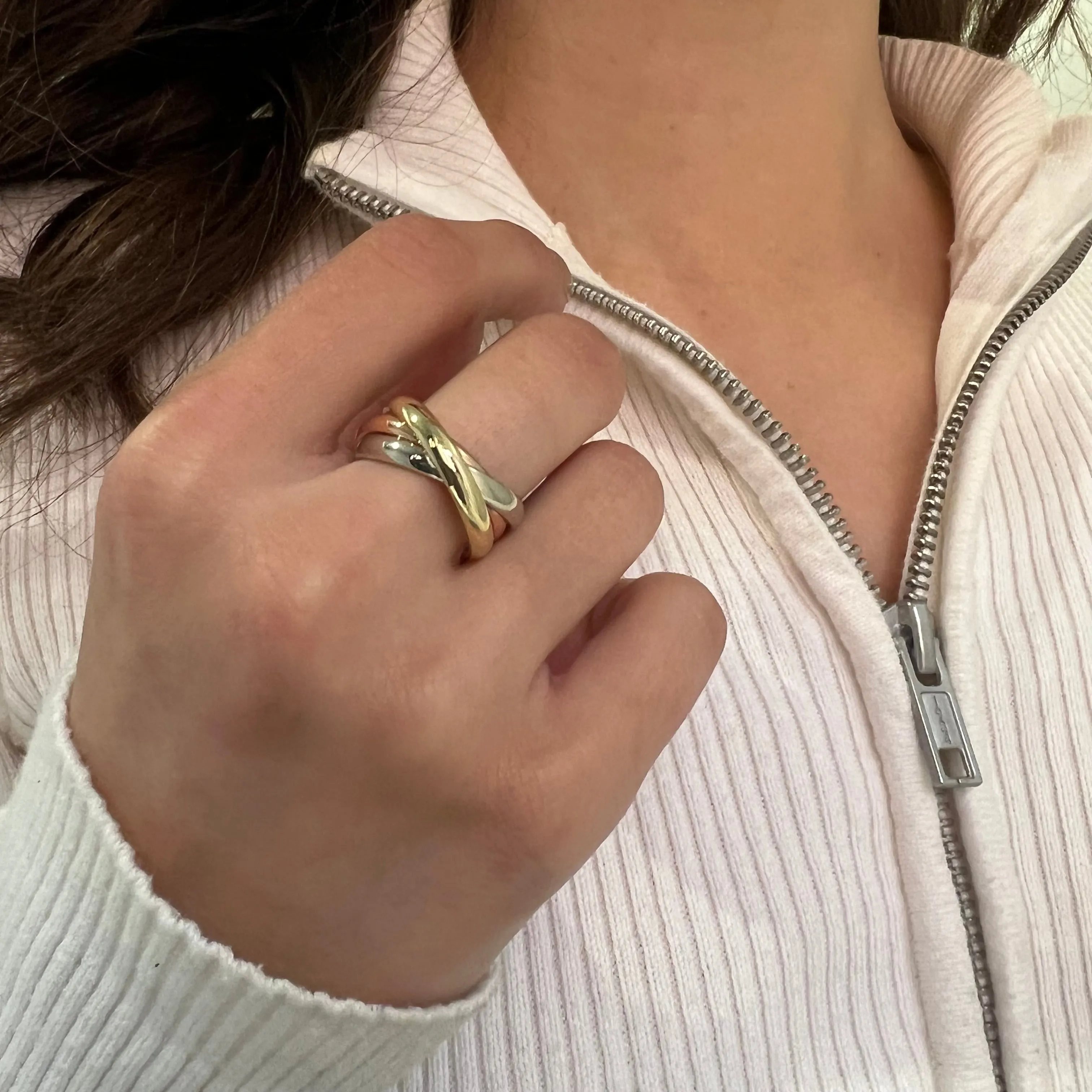 9ct Yellow, White and Rose Gold 3mm Trilogy Band