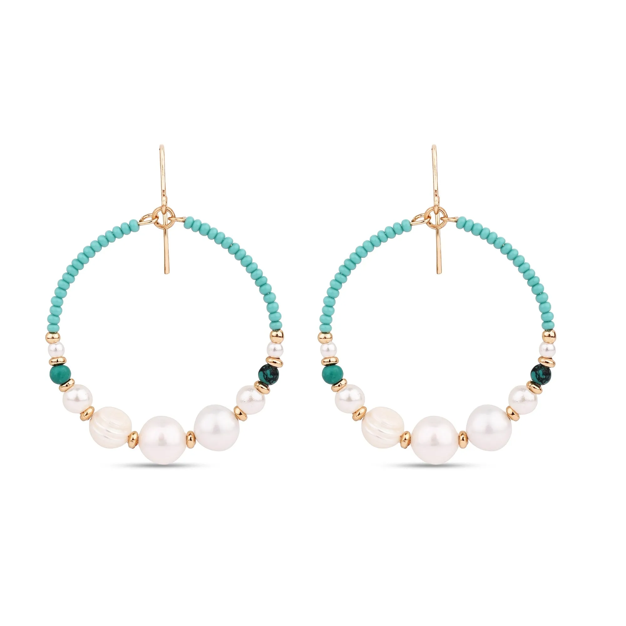 Accessorize London Women's Pearl Beaded Hoop Earring