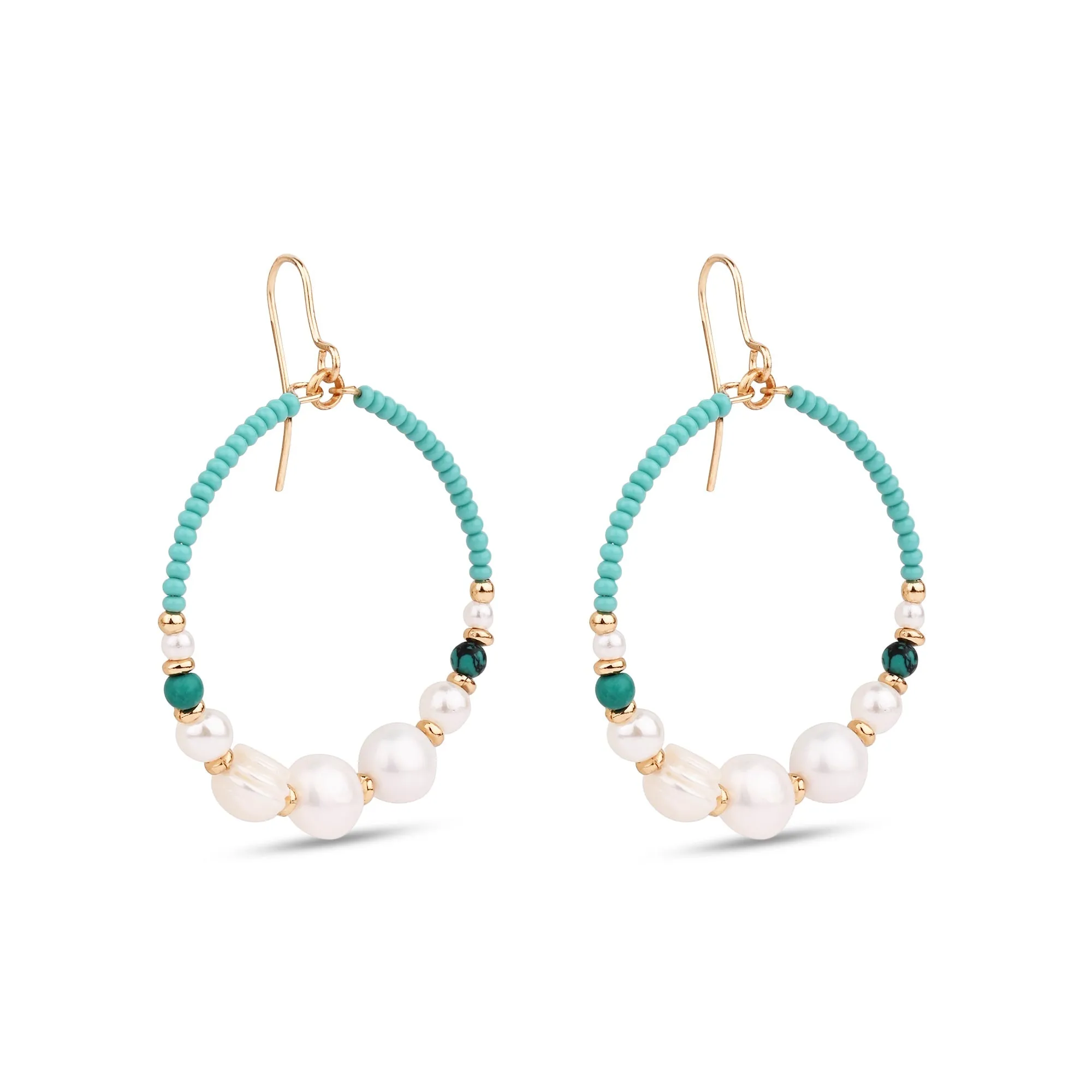 Accessorize London Women's Pearl Beaded Hoop Earring