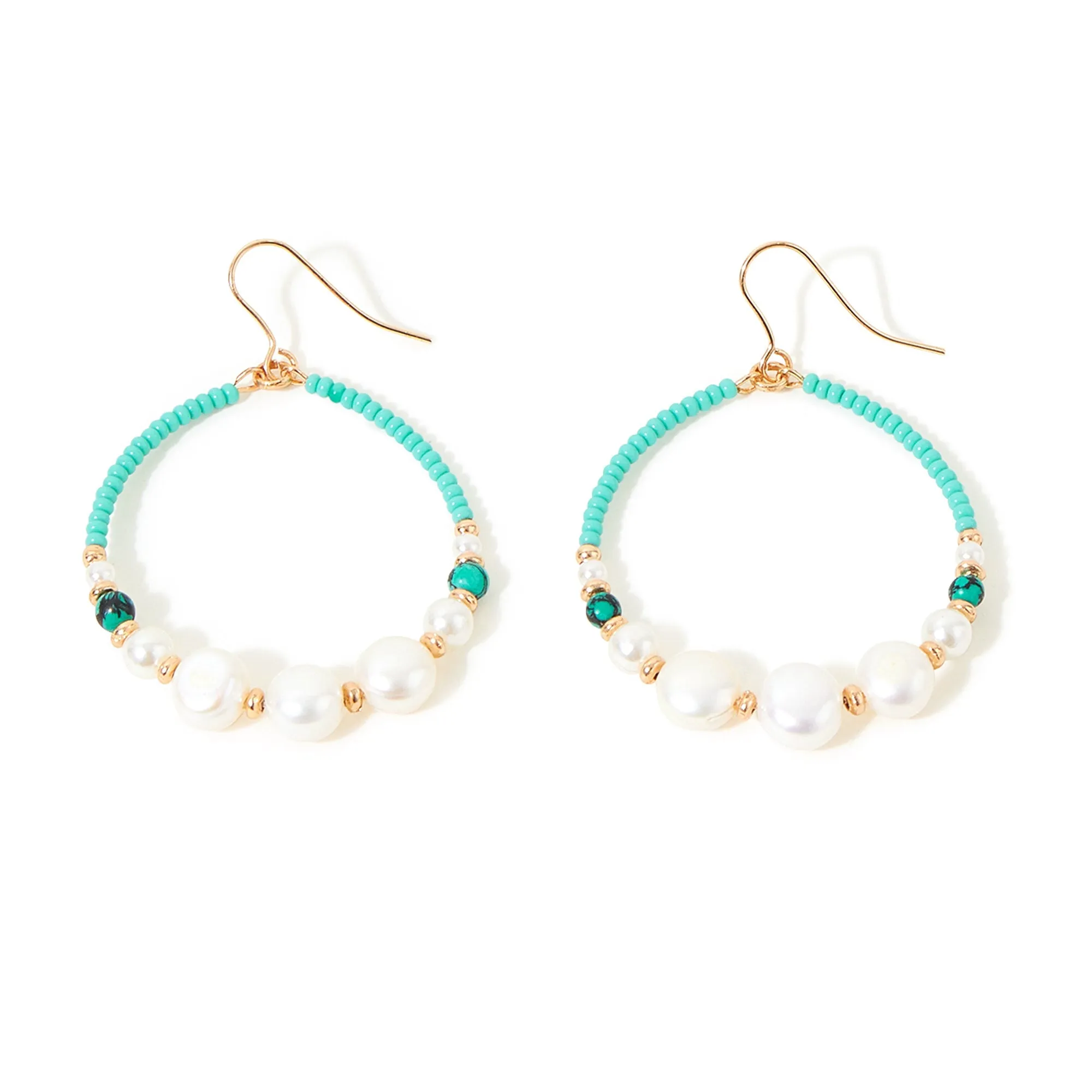 Accessorize London Women's Pearl Beaded Hoop Earring