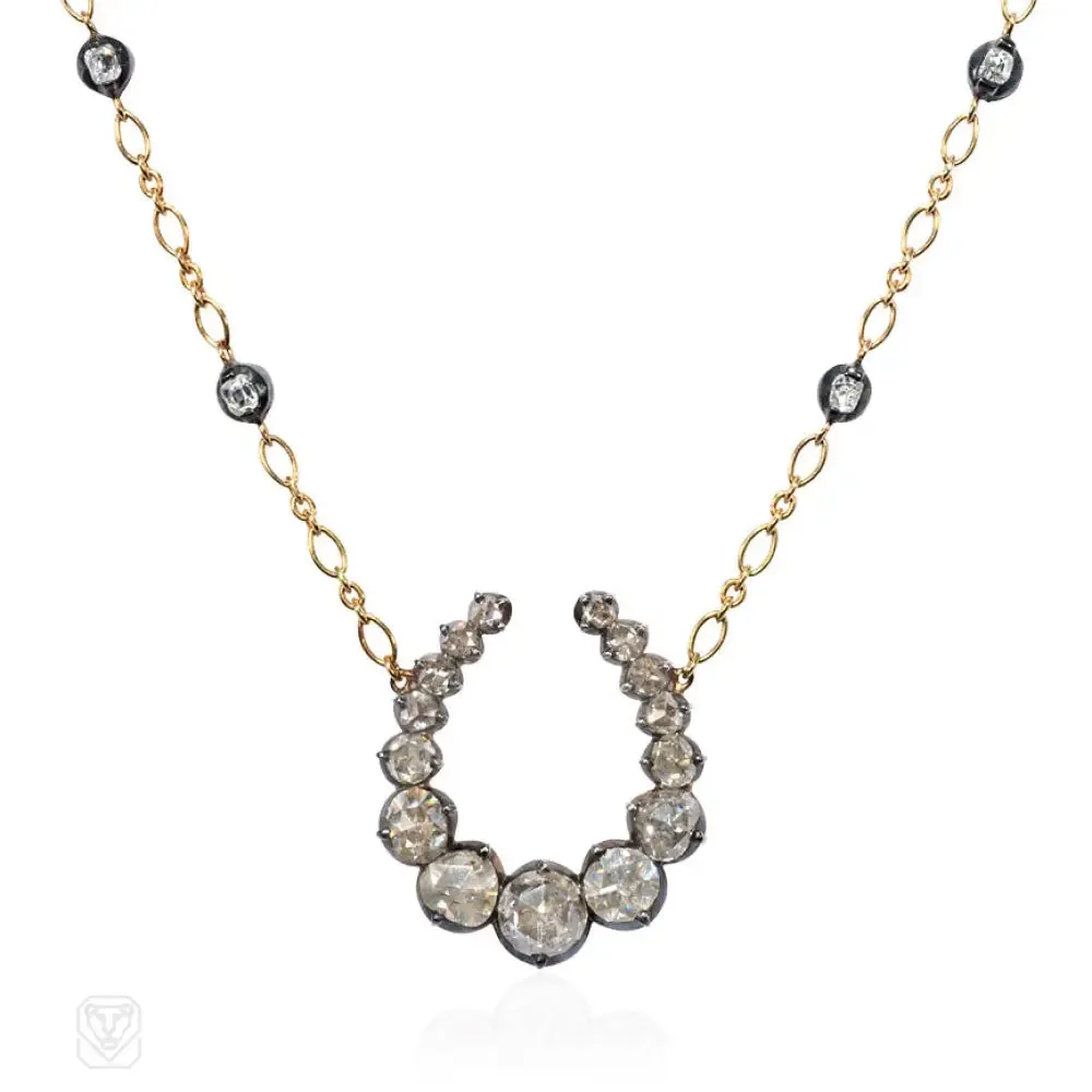 Antique diamond horseshoe pendant