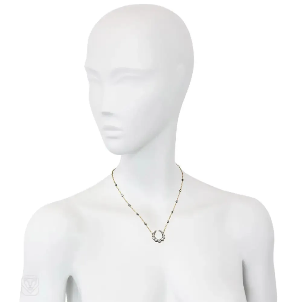 Antique diamond horseshoe pendant