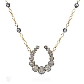 Antique diamond horseshoe pendant