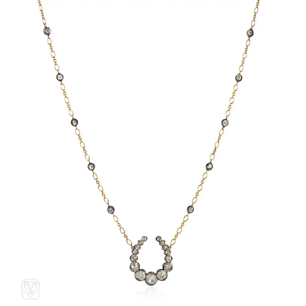 Antique diamond horseshoe pendant