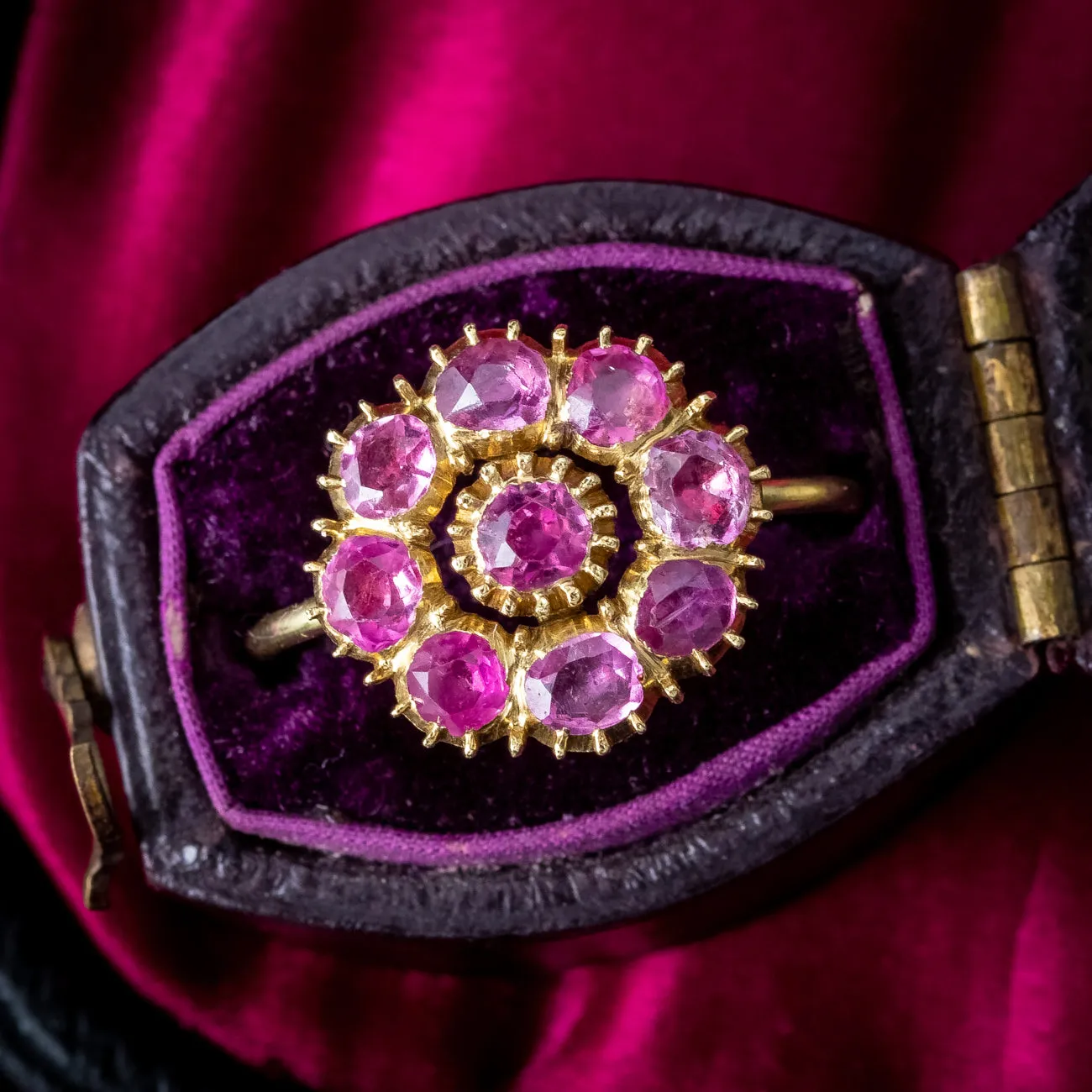 Antique Georgian Ruby Daisy Cluster Ring 1.08ct Total