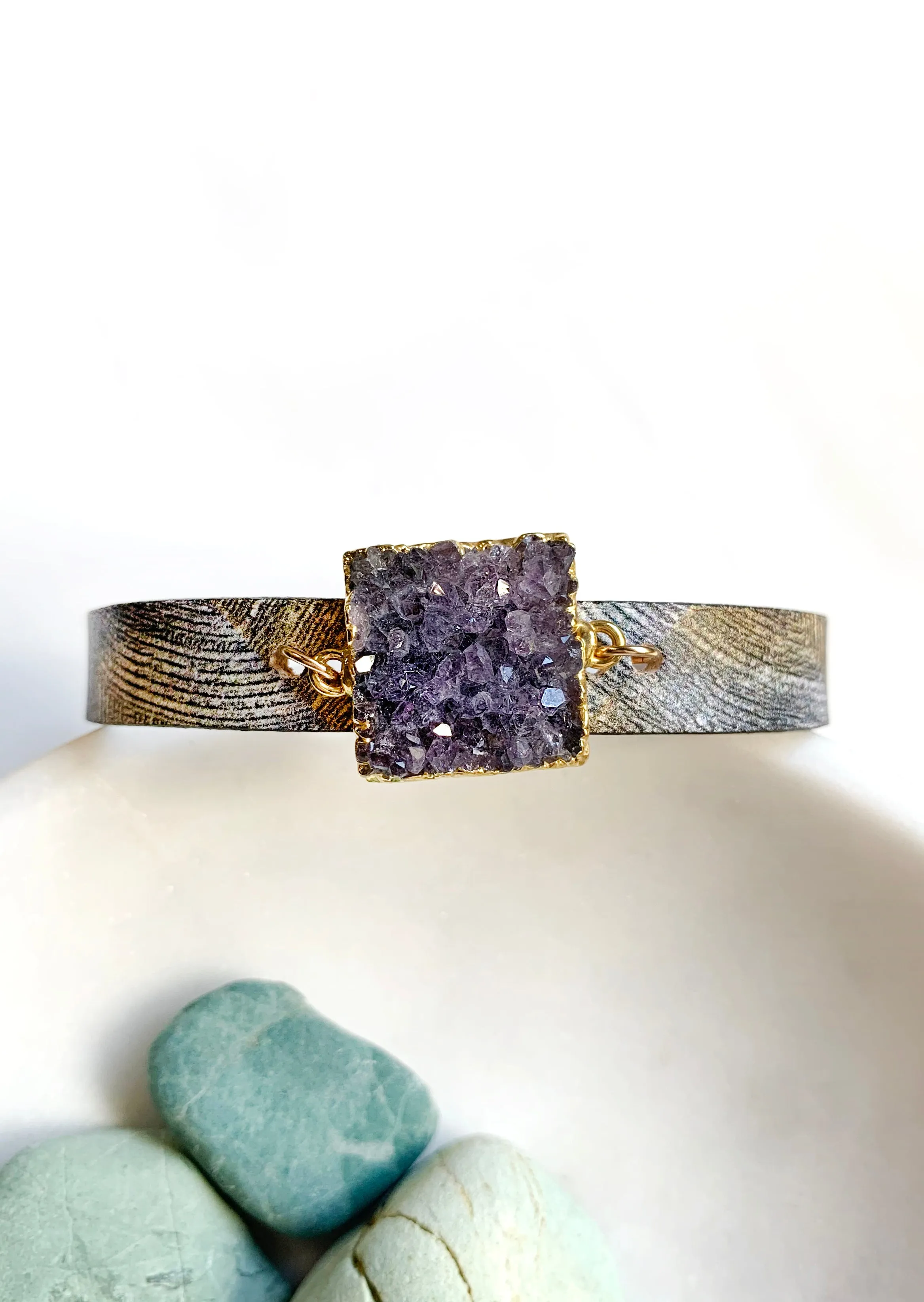Arles Leather Druzy Cuff