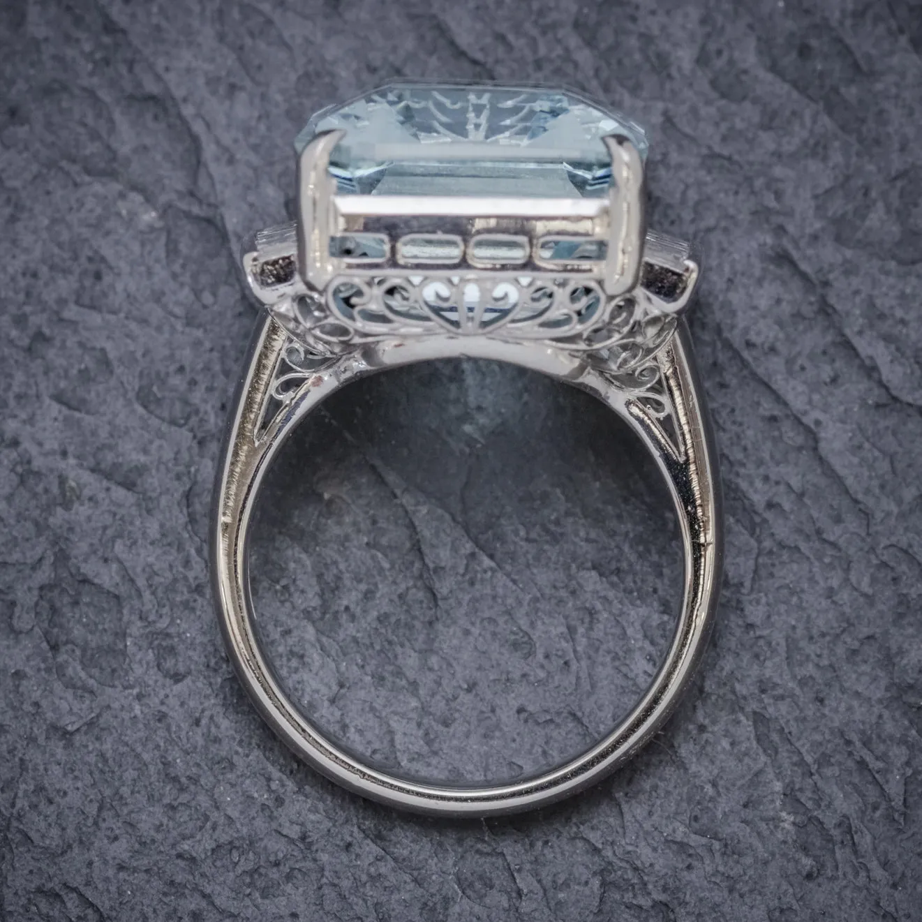 Art Deco Aquamarine Diamond Ring Platinum 12Ct Aqua Circa 1930