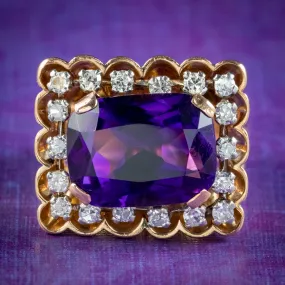 Art Deco French Amethyst Diamond Cocktail Ring 10ct Amethyst Circa 1930