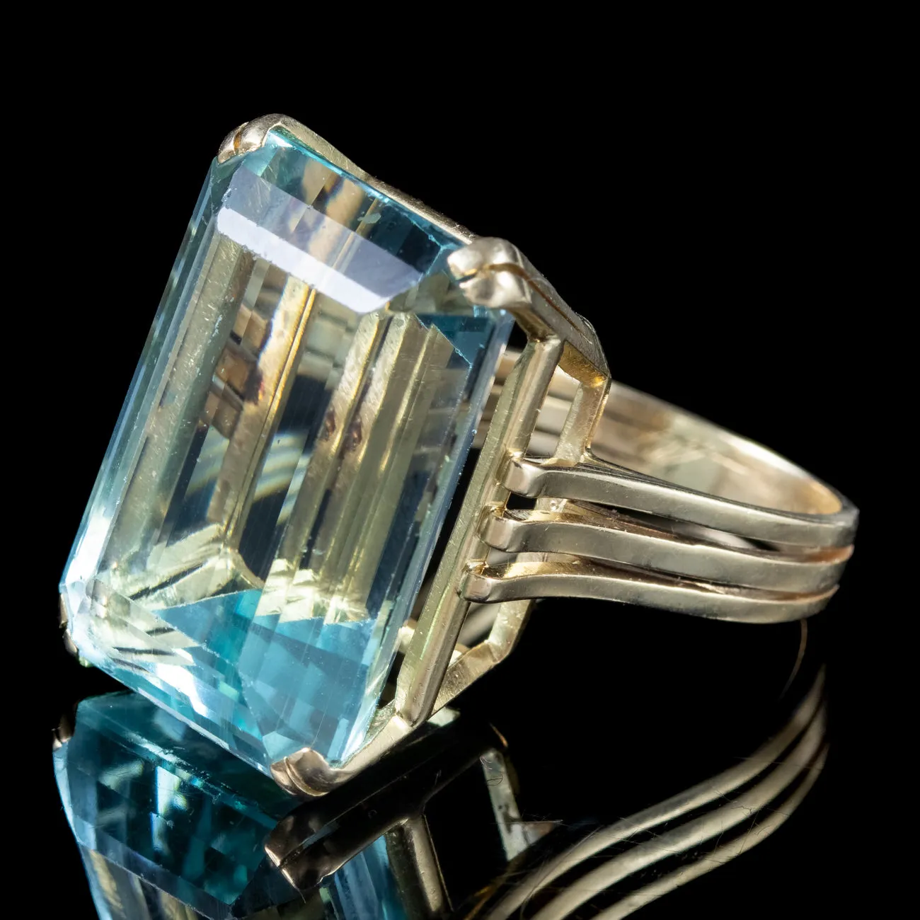 Art Deco French Aquamarine Cocktail Ring 25ct Aqua