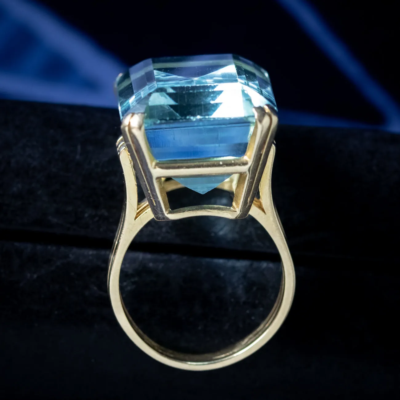Art Deco French Aquamarine Cocktail Ring 25ct Aqua