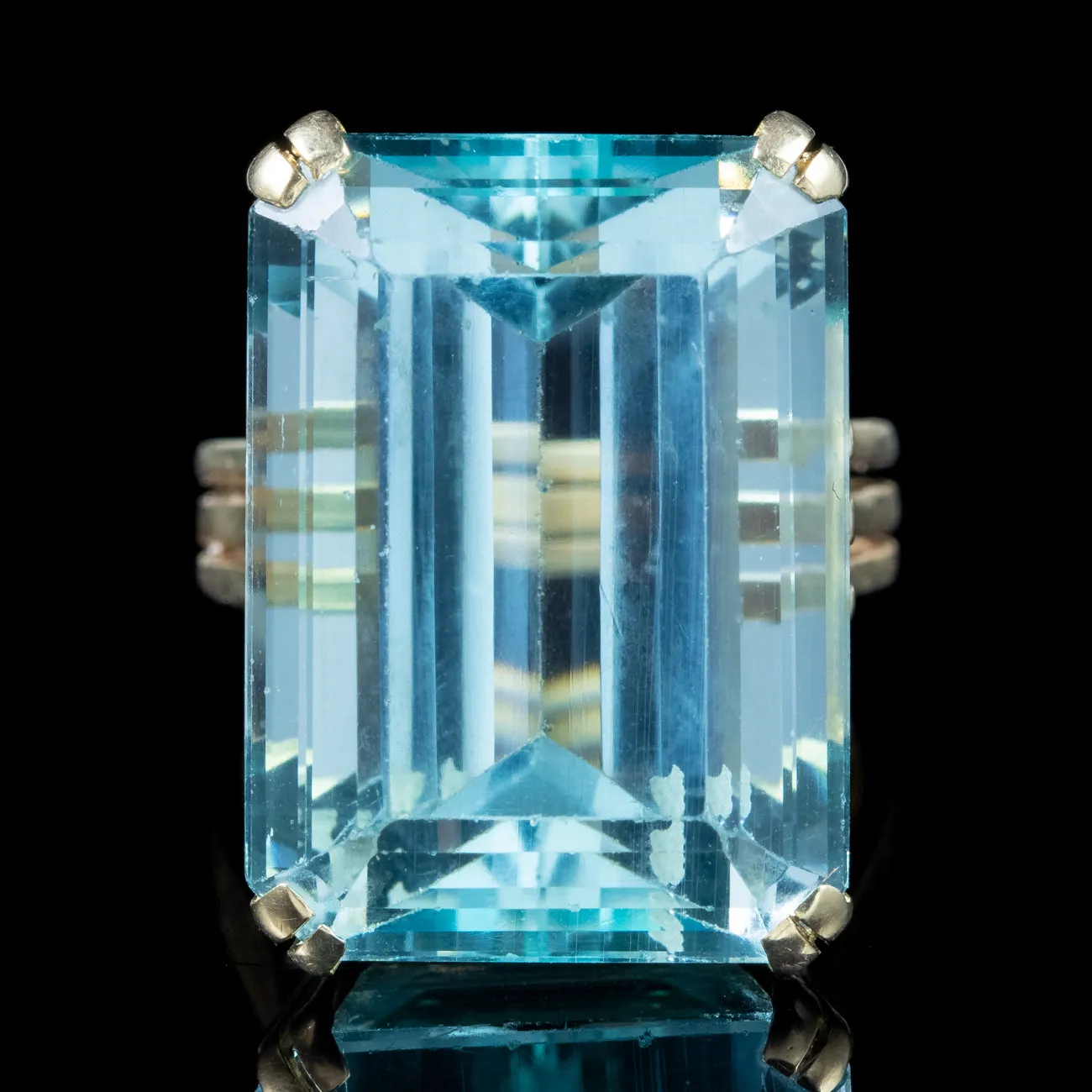 Art Deco French Aquamarine Cocktail Ring 25ct Aqua