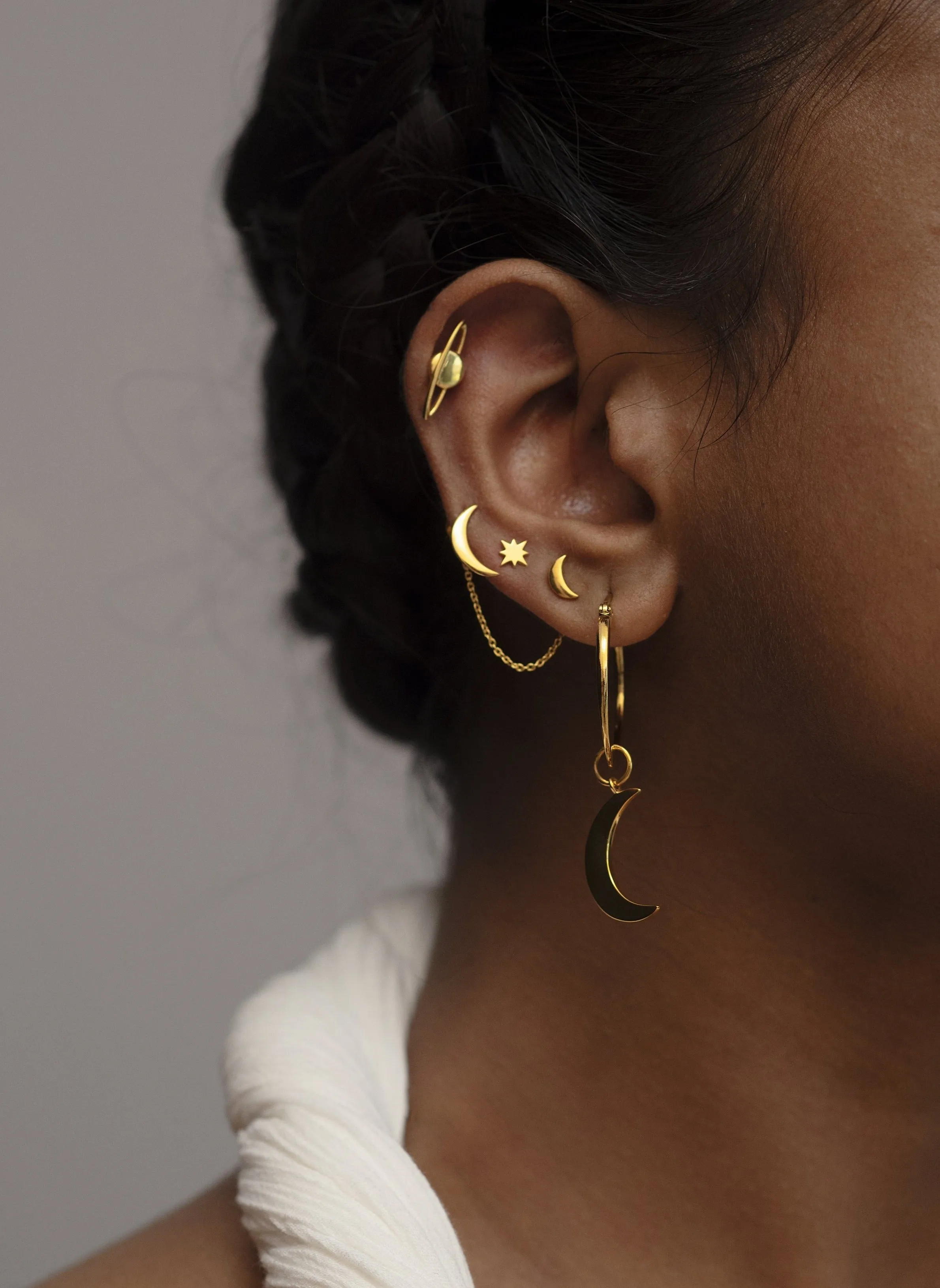 Baby Polaris North Star Studs In Silver Tone
