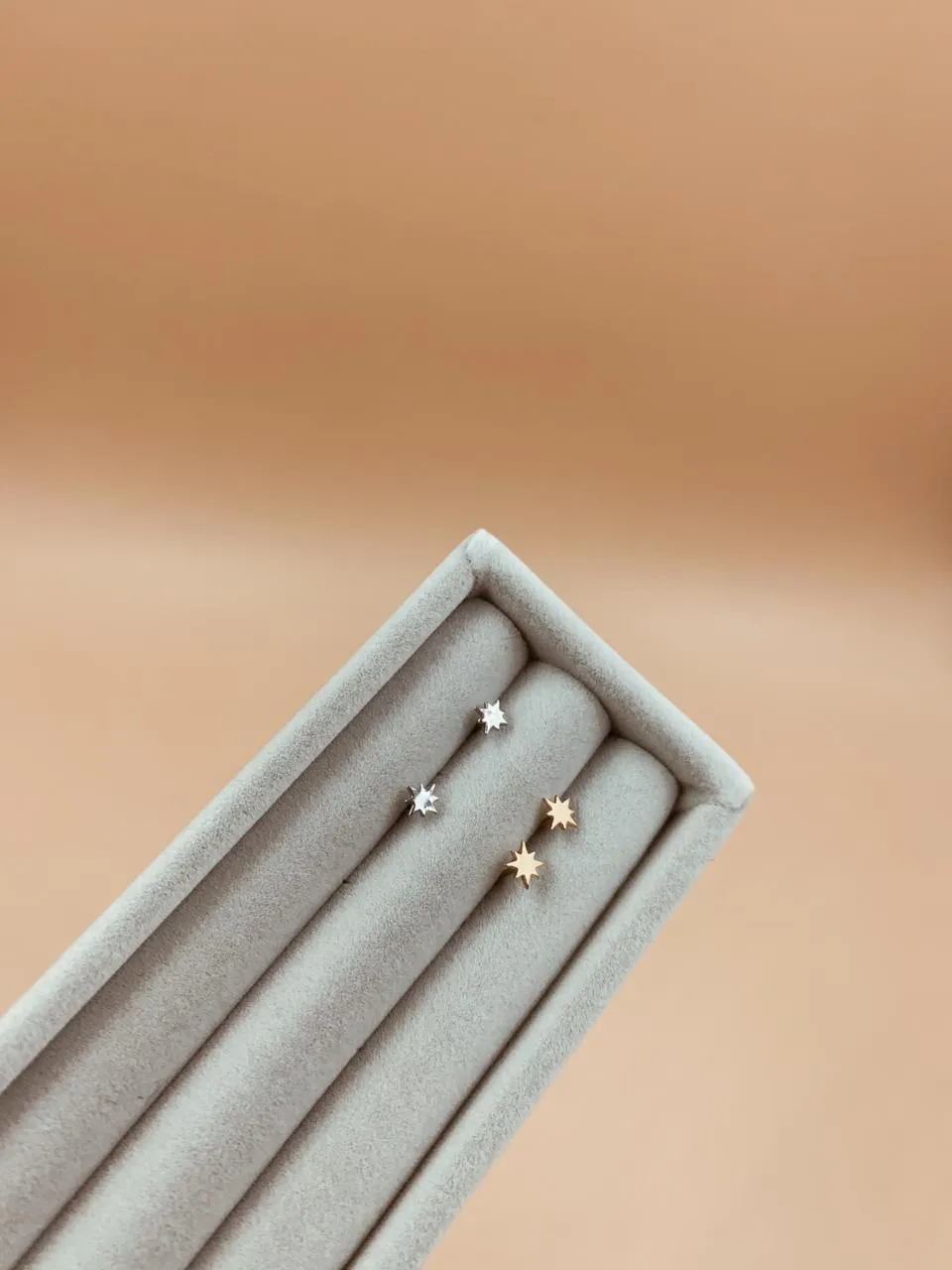 Baby Polaris North Star Studs In Silver Tone