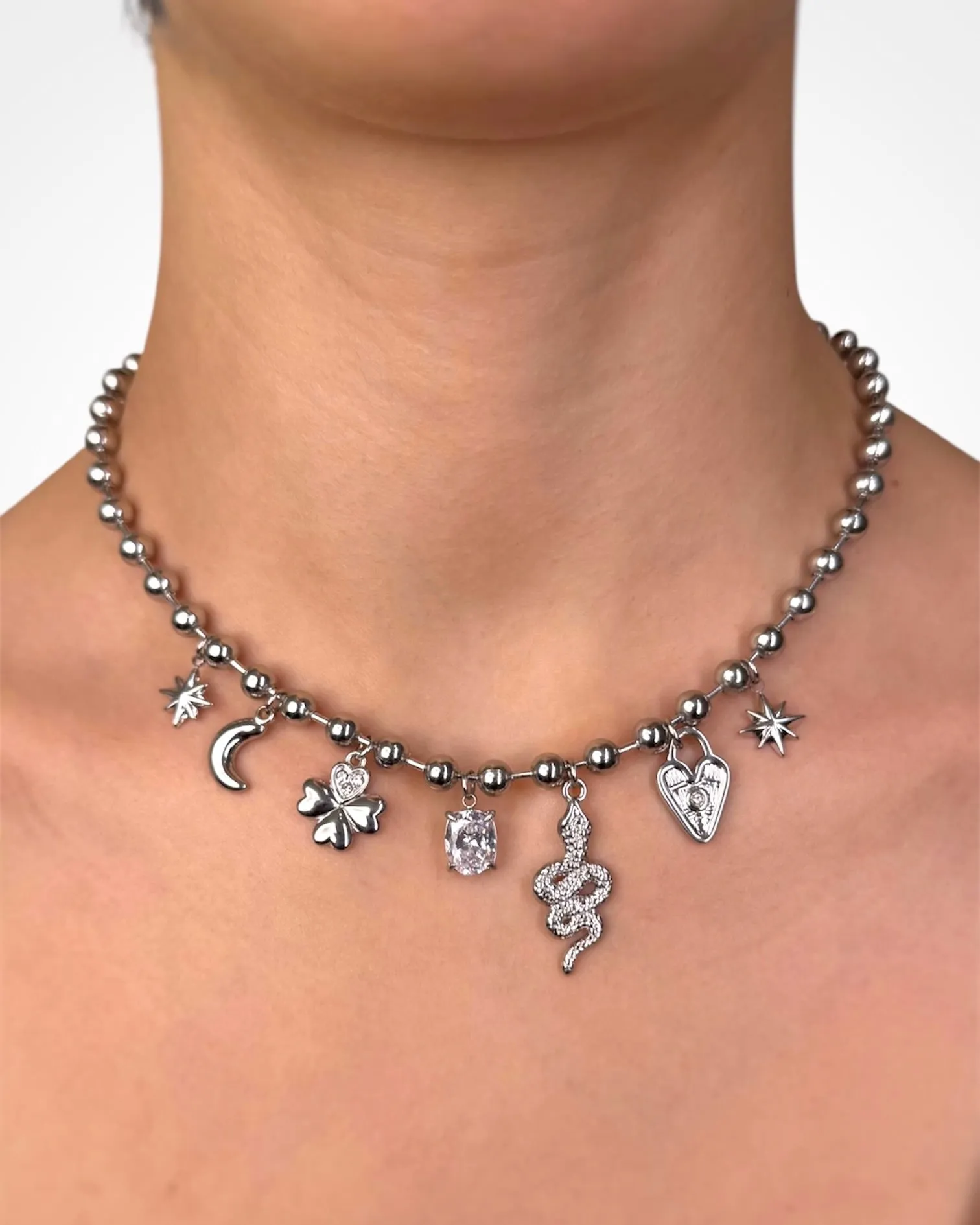 BALL CHAIN CHARM NECKLACE