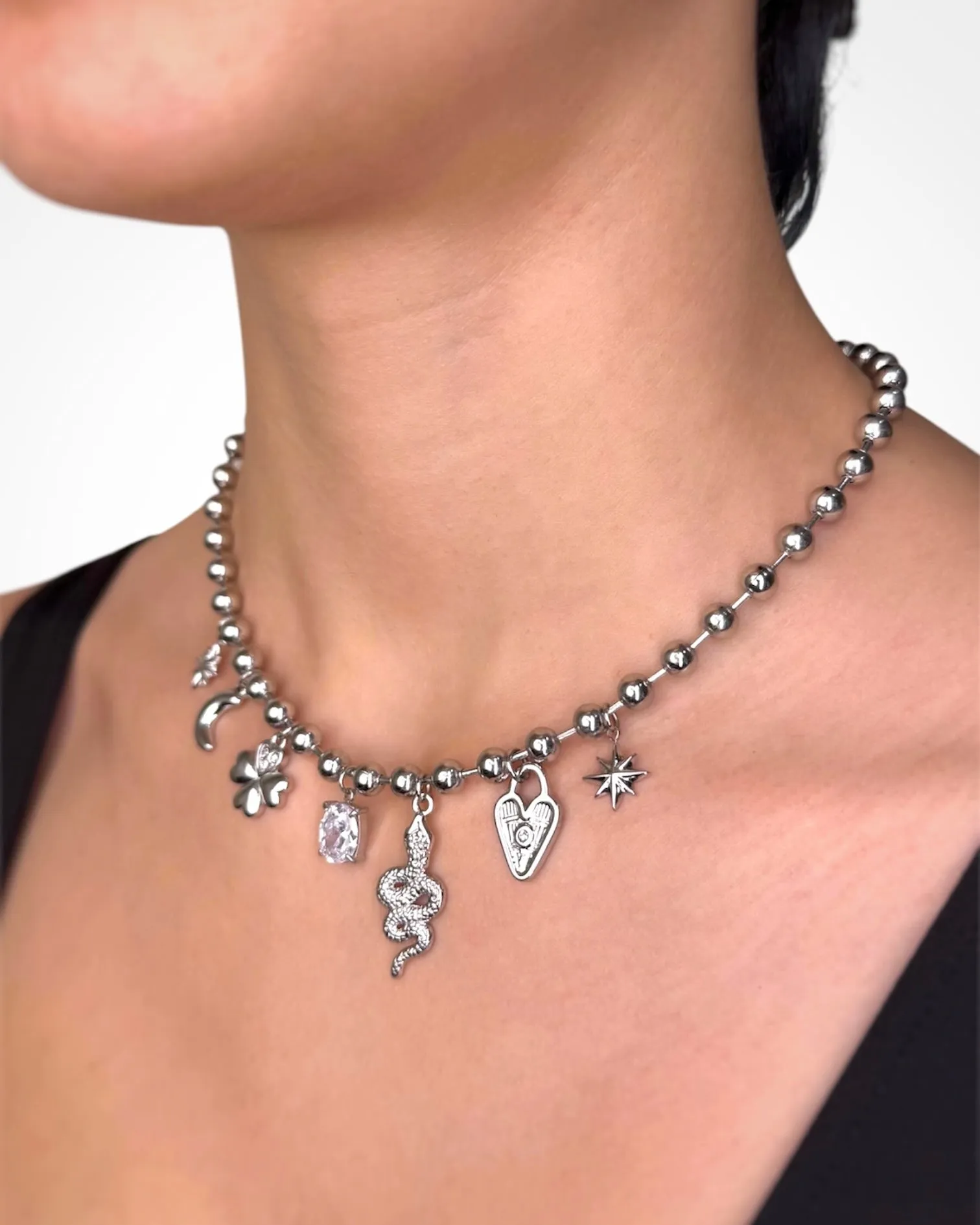 BALL CHAIN CHARM NECKLACE