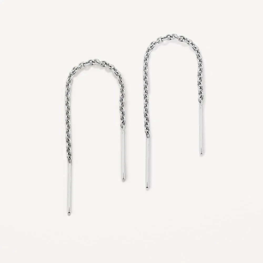 Bar Threader Earrings in Silver